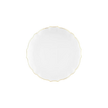White scalloped dinner plate with gold rim elegant birthday tableware from Parte Haus party supply store in Bethesda Maryland