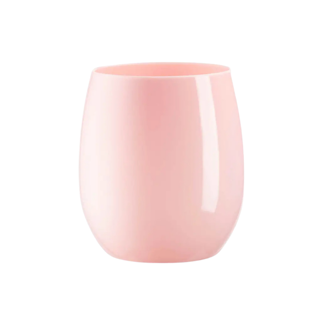 Pink plastic tumbler with a smooth glossy finish for birthdays from Parte Haus party supply store in Bethesda MD