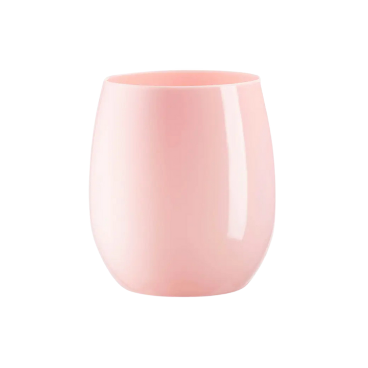 Solid Pink Elegant Stemless Plastic Wine Glasses