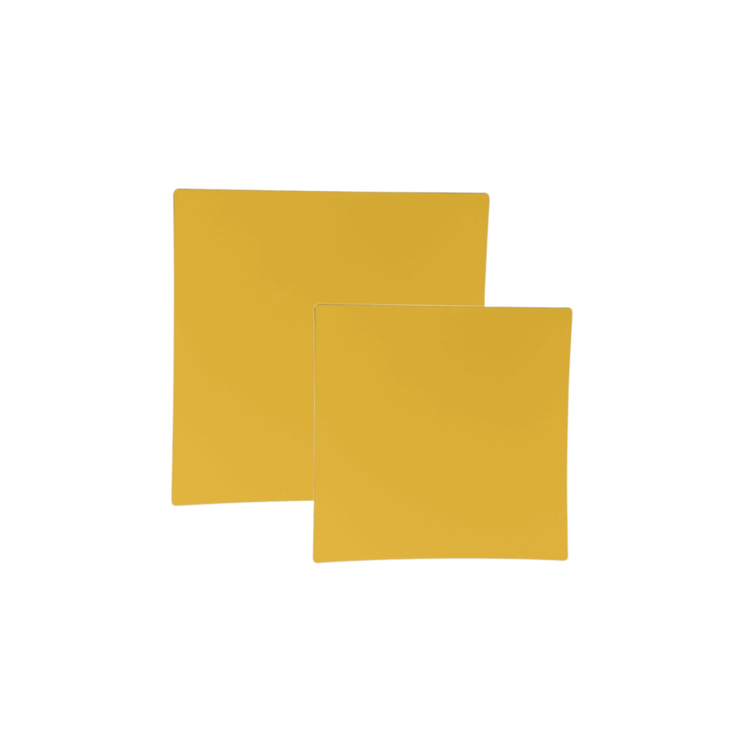 Yellow square plates modern tabletop from Parte Haus party supply store in Bethesda Maryland