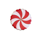 Red and pink swirled scalloped plate with gold trim Christmas theme from Parte Haus party supply store in Bethesda MD