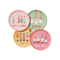 Colorful Christmas paper plates with festive illustrations Christmas from Parte Haus party supply store in Bethesda MD