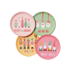 Colorful Christmas paper plates with festive illustrations Christmas from Parte Haus party supply store in Bethesda MD