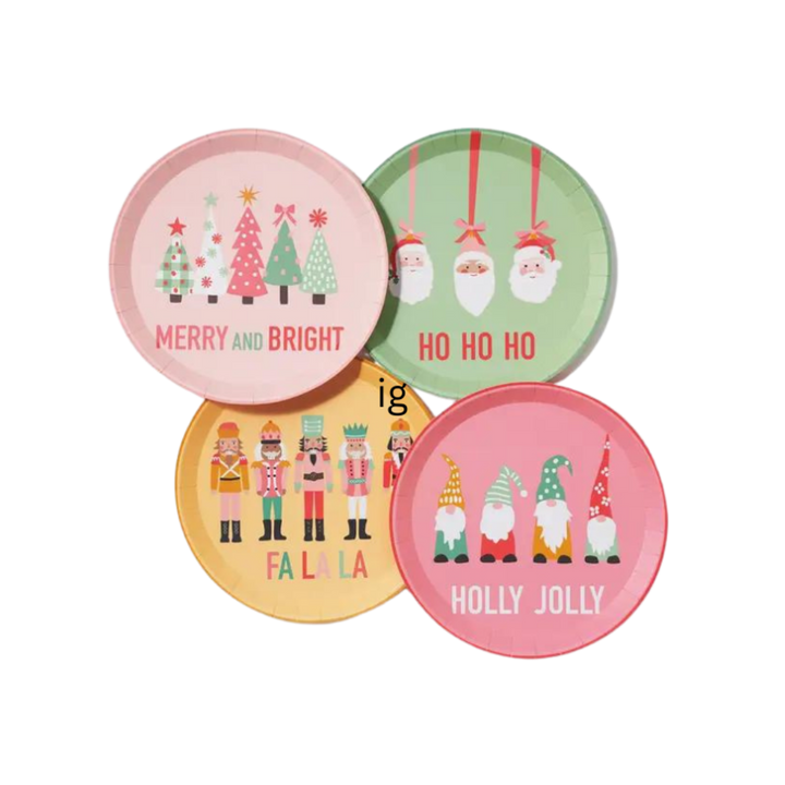 Multicolored Christmas Characters Plates