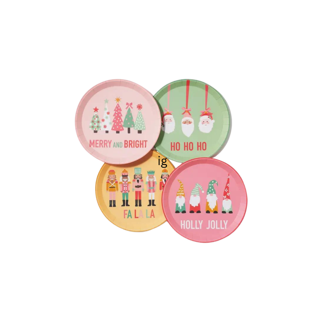 Multicolored Christmas Characters Plates