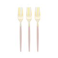 Blush gold forks with pink handles elegant tableware for celebrations from Parte Haus party supply store in Bethesda MD