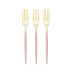 Blush gold forks with pink handles elegant tableware for celebrations from Parte Haus party supply store in Bethesda MD