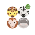 Colorful animal face paper plates set for kids safari theme from Parte Haus party supply store in Bethesda MD