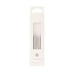 Silver birthday candles in a white box classic celebration from Parte Haus party supply store in Bethesda Maryland