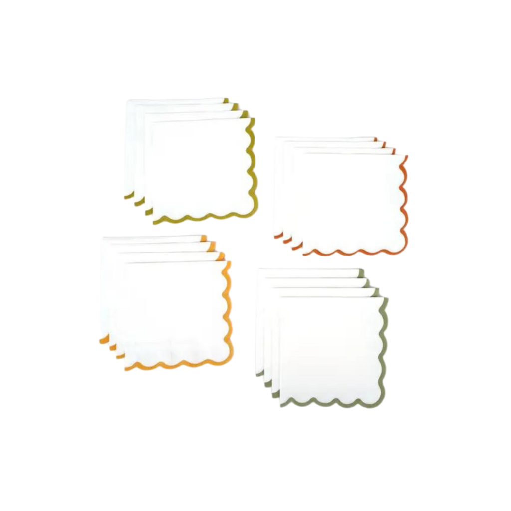 White and gold square napkins with scalloped edges tableware for any celebration from Parte Haus party supply store in Bethesda Maryland