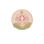 Pink princess carriage paper plate for birthday from Parte Haus party supply store in Bethesda MD