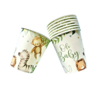 white animal print baby shower cups Oh Baby theme from Parte Haus party supply store in Bethesda Maryland