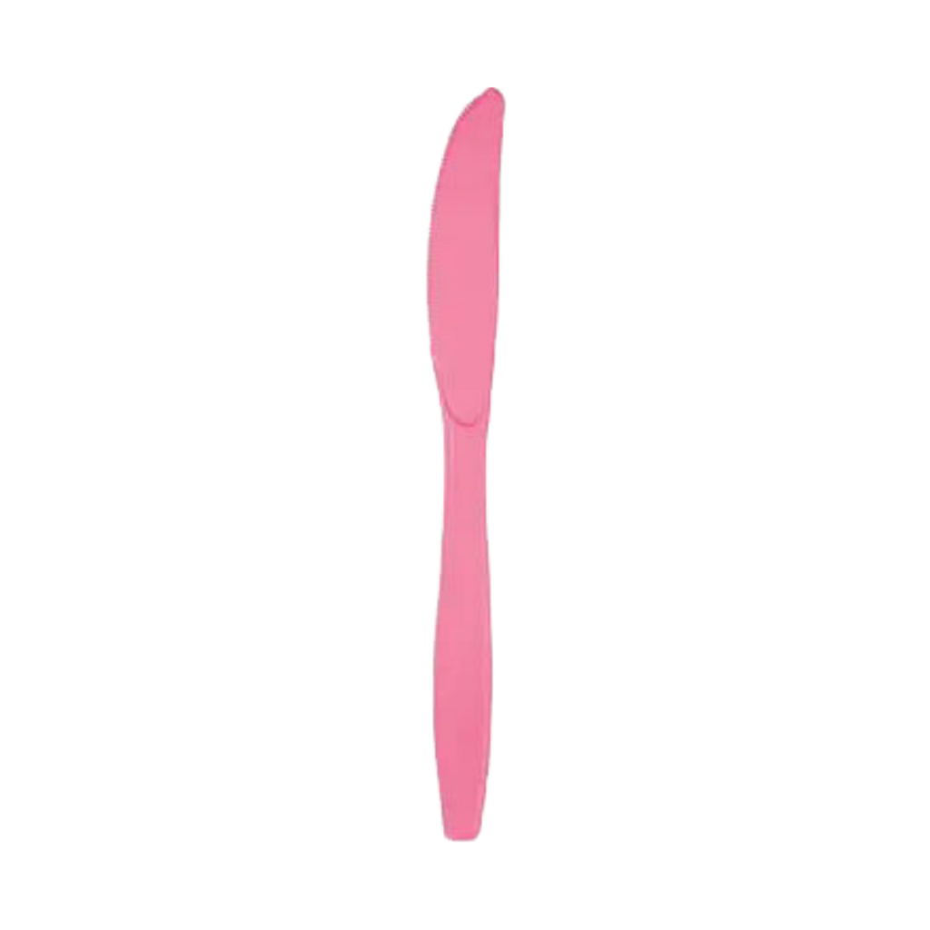 Pink plastic knife disposable cutlery for birthday from Parte Haus party supply store in Bethesda Maryland
