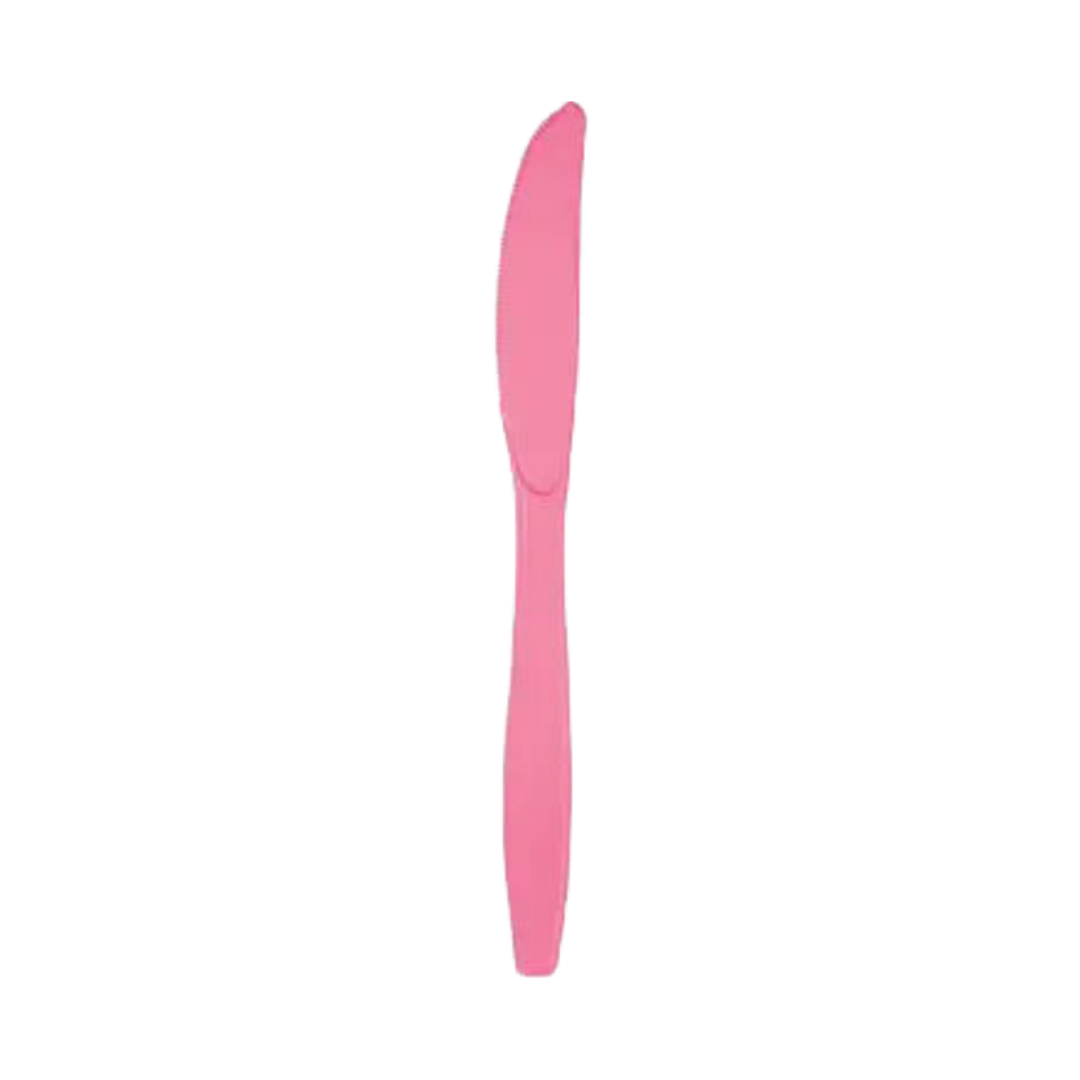 Pink plastic knife disposable cutlery for birthday from Parte Haus party supply store in Bethesda Maryland