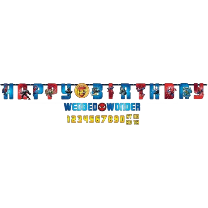Red and Blue Spiderman "Happy Birthday" Letter Banner Kit