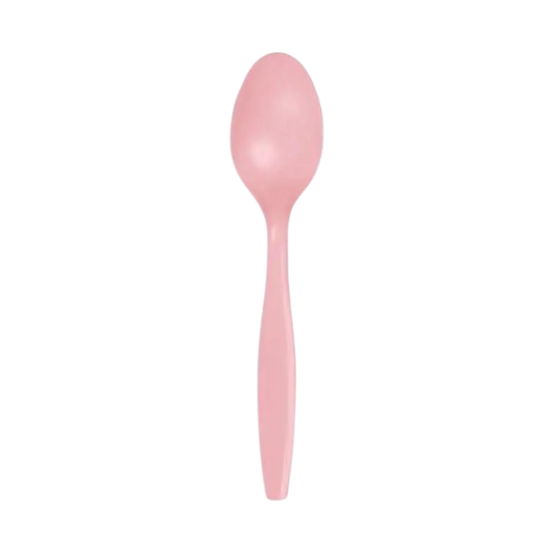 Pink plastic spoon with smooth handle for birthday from Parte Haus party supply store in Bethesda Maryland