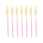 Pink and gold cheese knives with sleek modern handles for birthday celebration from Parte Haus party supply store in Bethesda MD