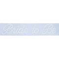 White bride to be sash with pearl accents for bachelorette from Parte Haus party supply store in Bethesda MD