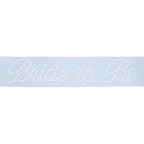 White bride to be sash with pearl accents for bachelorette from Parte Haus party supply store in Bethesda MD