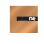 Bronze square mirror charger plate with luxe party label for elegant events from Parte Haus party supply store in Bethesda Maryland