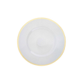 White and gold round plate with ribbed texture elegant tableware from Parte Haus party supply store in Bethesda Maryland