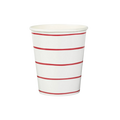 Red and white striped paper cup for celebrations from Parte Haus party supply store in Bethesda Maryland