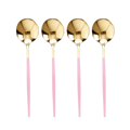 Pink and gold dessert spoons set modern design for birthdays from Parte Haus party supply store in Bethesda MD