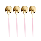 Pink and gold dessert spoons set modern design for birthdays from Parte Haus party supply store in Bethesda MD