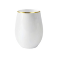 White and gold rim wine tumbler modern drinkware for celebrations from Parte Haus party supply store in Bethesda Maryland