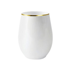 White and gold rim wine tumbler modern drinkware for celebrations from Parte Haus party supply store in Bethesda Maryland