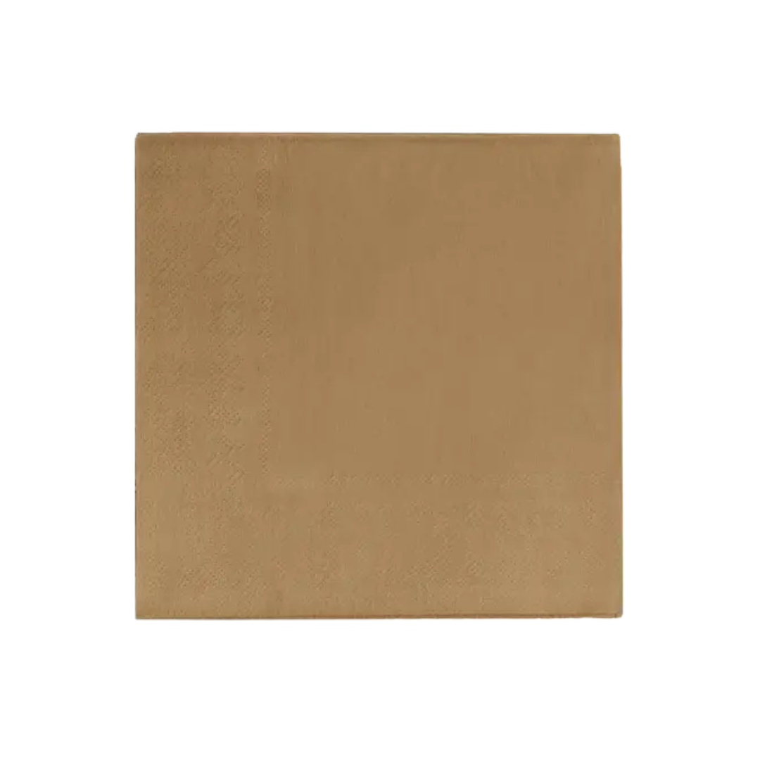 Brown napkin plain square table decor for birthday from Parte Haus party supply store in Bethesda MD