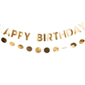 Gold happy birthday banner metallic letter garland for birthday from Parte Haus party supply store in Bethesda Maryland