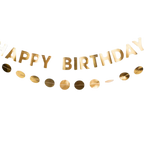 Gold happy birthday banner metallic letter garland for birthday from Parte Haus party supply store in Bethesda Maryland