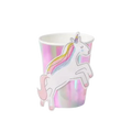 Iridescent unicorn paper cup with rainbow mane for birthday party from Parte Haus party supply store in Bethesda MD