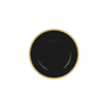Black and gold round plate elegant modern tableware for birthday dinner from Parte Haus party supply store in Bethesda MD