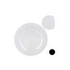 White beaded edge plastic plate elegant tableware for celebrations from Parte Haus party supply store in Bethesda Maryland