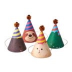 Multicolor animal face paper birthday hats with pom-poms kids birthday from Parte Haus party supply store in Bethesda MD