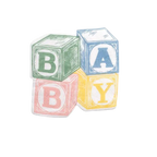 multicolor baby block napkin with baby shower theme from Parte Haus party supply store in Bethesda Maryland