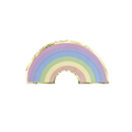 Pastel rainbow paper plate with gold trim birthday theme from Parte Haus party supply store in Bethesda, Maryland.