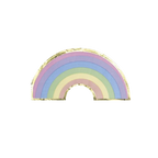 Pastel rainbow paper plate with gold trim birthday theme from Parte Haus party supply store in Bethesda, Maryland.