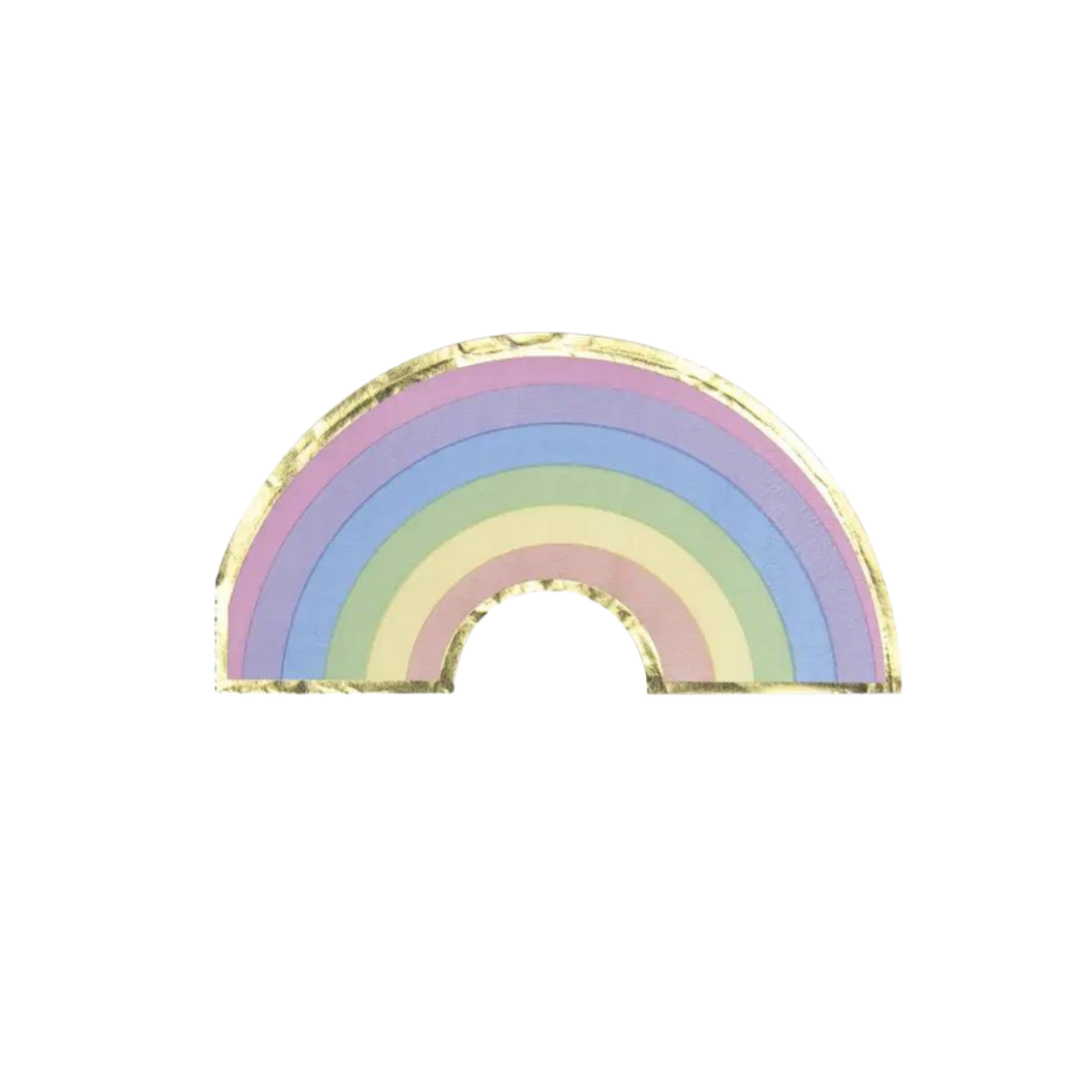 Pastel rainbow paper plate with gold trim birthday theme from Parte Haus party supply store in Bethesda, Maryland.