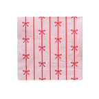 Pink and red napkin featuring ribbon bow design birthday or baby shower from Parte Haus party supply store in Bethesda MD