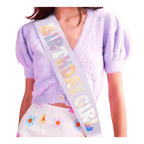 Pastel birthday sash with Birthday Girl text for birthday from Parte Haus party supply store in Bethesda MD