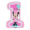 Pink number one balloon with Minnie Mouse and polka dots first birthday from Parte Haus party supply store in Bethesda MD.