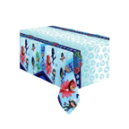 Blue PJ Masks table cover with cartoon characters birthday theme from Parte Haus party supply store in Bethesda Maryland