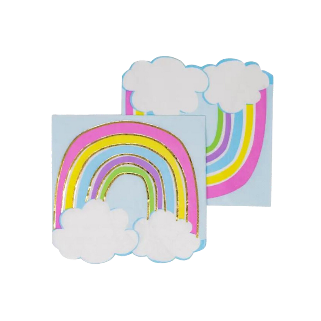 Pastel rainbow napkins with clouds birthday theme from Parte Haus party supply store in Bethesda Maryland