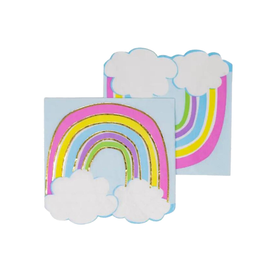 Pastel rainbow napkins with clouds birthday theme from Parte Haus party supply store in Bethesda Maryland