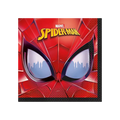 Red Spider-Man napkin with face and city skyline for superhero birthday from Parte Haus party supply store in Bethesda MD