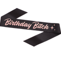 Black birthday sash with pink script and stars for birthday celebration from Parte Haus party supply store in Bethesda MD