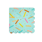 Blue confetti napkin with scalloped edges birthday theme from Parte Haus party supply store in Bethesda MD